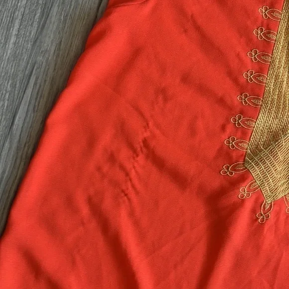 SHEIN Orange and Gold Boho Vneck Top Size M - Picture 5 of 10